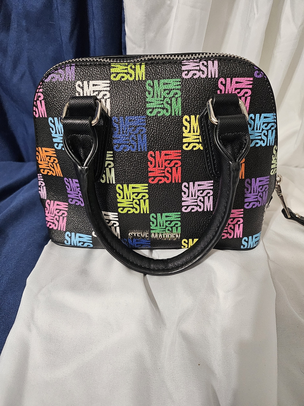 Steve Madden Multicolor Logo Dome Satchel - Black
